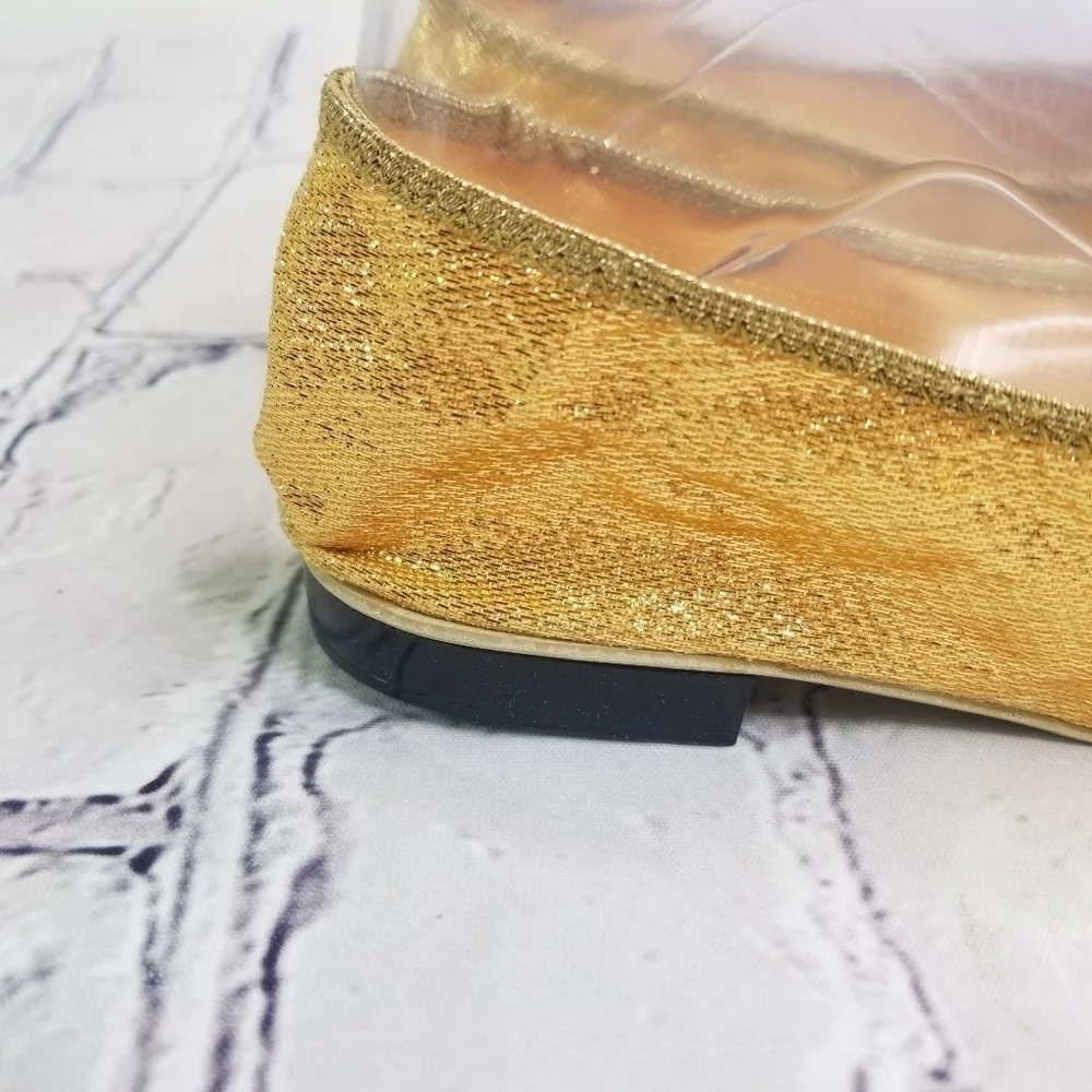 Vtg 60s 1960s Mcm Mod gold metallic lame mid century foldable flats